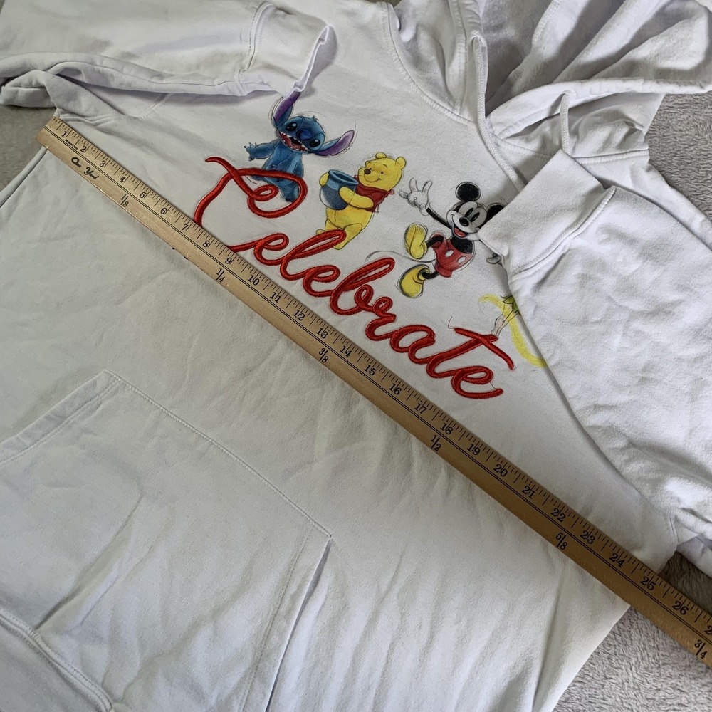 Disney Hoodie Women 3XL White 100 Years Of Wonder Mickey Pooh Stitch Tinker Bell - Picture 3 of 9